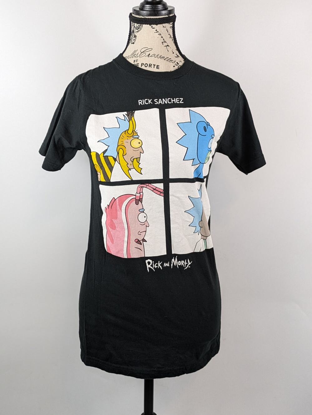 Rick & Morty Women's Small T-Shirt Rick Sanchez Ripple Junction Graphic Black